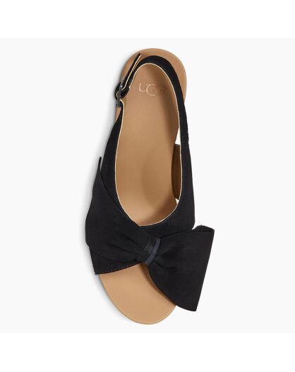 Sandales compensées en Velours de Cuir Camilla noires - Talon 7 cm